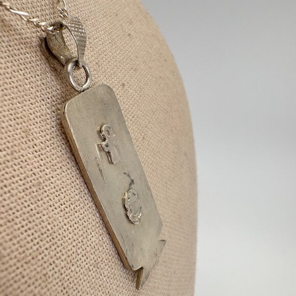 VTG Sterling Silver 925 Hieroglyphic Pendant Chain Necklace Size 26" Length - Picture 7 of 15